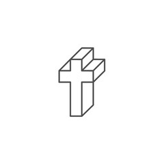Dark gray and square cross. Christian cross symbol icon.