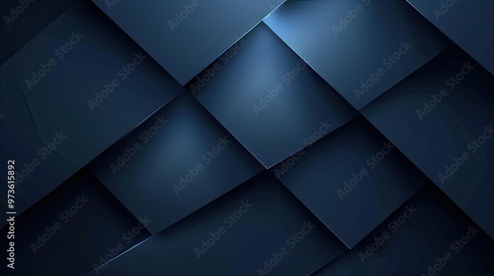 Poster a visually striking abstract design featuring layered dark blue geometric shapes, creating depth and