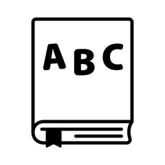 ABC book icon. Education, knowledge, language, learning, preschool concepts. Outline decorative vector design isolated illustration.
