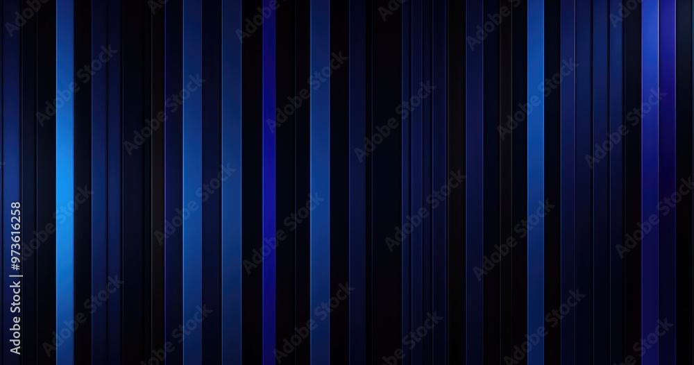 Poster a visually striking abstract design featuring vertical blue stripes against a dark background, creat