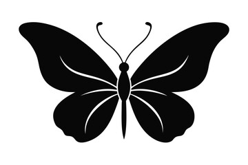 A butterfly silhouette vector icon on white background.