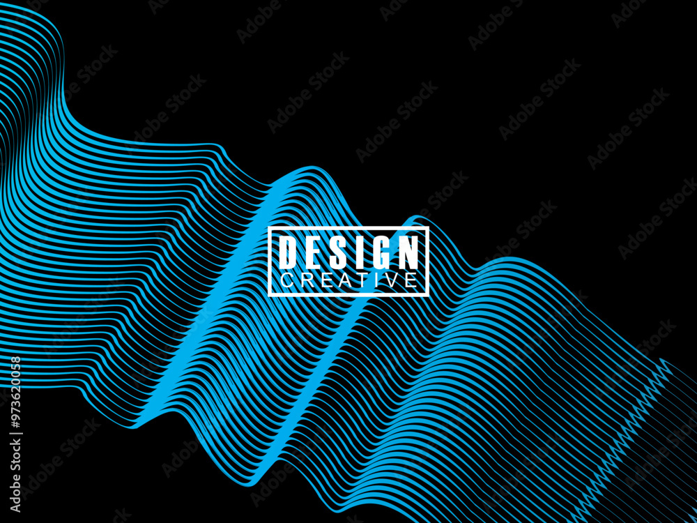 Fototapete futuristic abstract technology shining rainbow light lines on black background modern wave line patt