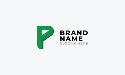 Letter P Vector Lettermark Logo Design in Green Color