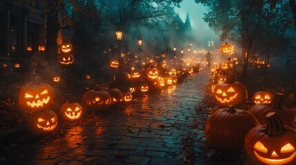 Obraz premium Halloween Jack O Lantern Path
