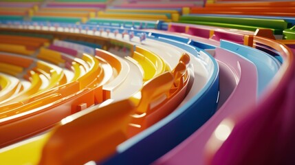 Fototapeta premium Colorful stadium seats in a close-up view.