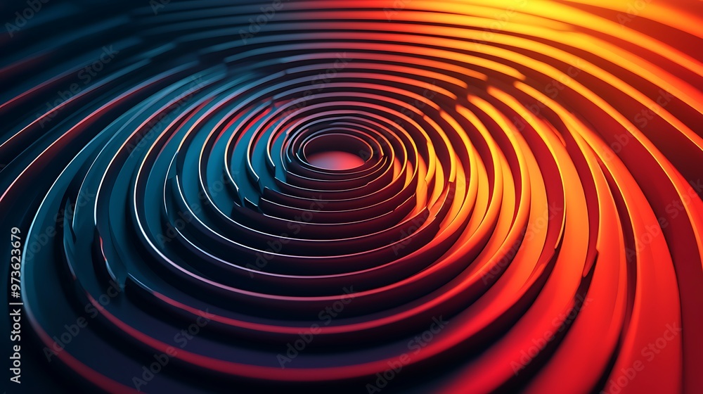 Poster a striking circular design in red and blue gradients pulses with energy and abstraction.