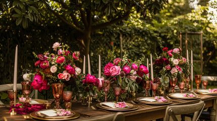 Wedding decoration with peonies, floral decor and event celebration, peony flowers and wedding ceremony in the garden, English country style