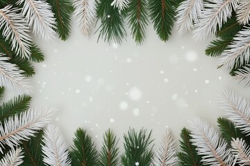 Beautiful White Pine Leaves on Light Background - Winter Vibes Design Overlay