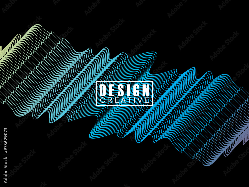 Fototapete futuristic abstract technology shining rainbow light lines on black background modern wave line patt