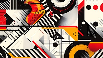 Obraz premium Bold Geometric Abstract with Stripes and Shapes