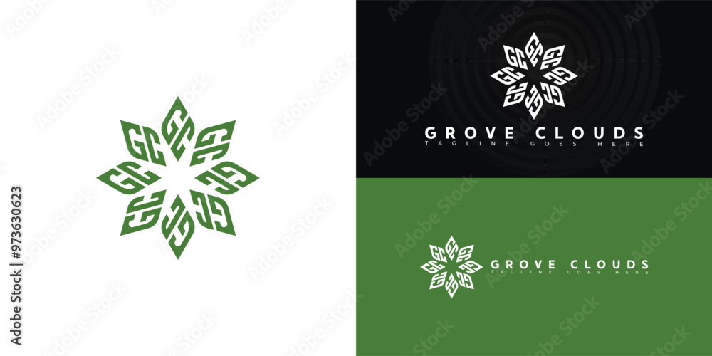 Poster modern vector initial letter gc or cg logo in green color isolated on multiple background colors. th