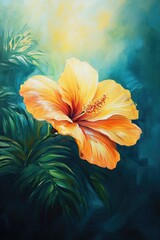 Vibrant oil painting of a beautiful summer flower illuminated by sunlight showcasing an array of colors