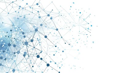 Naklejka premium Abstract digital background featuring interconnected lines and dots in blue tones, symbolizing data networks and technology.