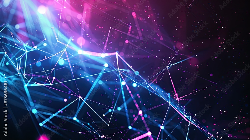 Poster abstract digital background featuring vibrant lines and particles, representing connectivity and tec