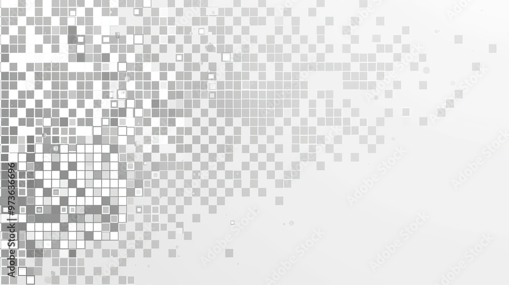 Poster abstract digital design featuring a gradient of squares, creating a modern, minimalist aesthetic.