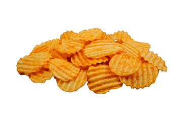 Pile heap potato chips isolated transparent