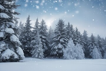 Fototapeta premium Stunning Winter Photography of Snowflakes and Snow-Covered Trees