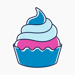 Colorful stylized cupcake icon representing desserts or sweets