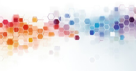 Abstract graphic design featuring colorful hexagonal patterns, representing innovation and connectivity.