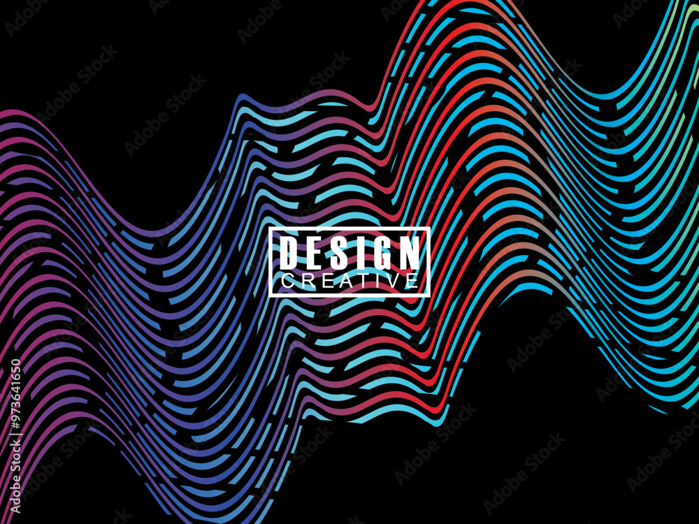 Fototapete background futuristic abstract technology shining rainbow light lines on black background modern wav