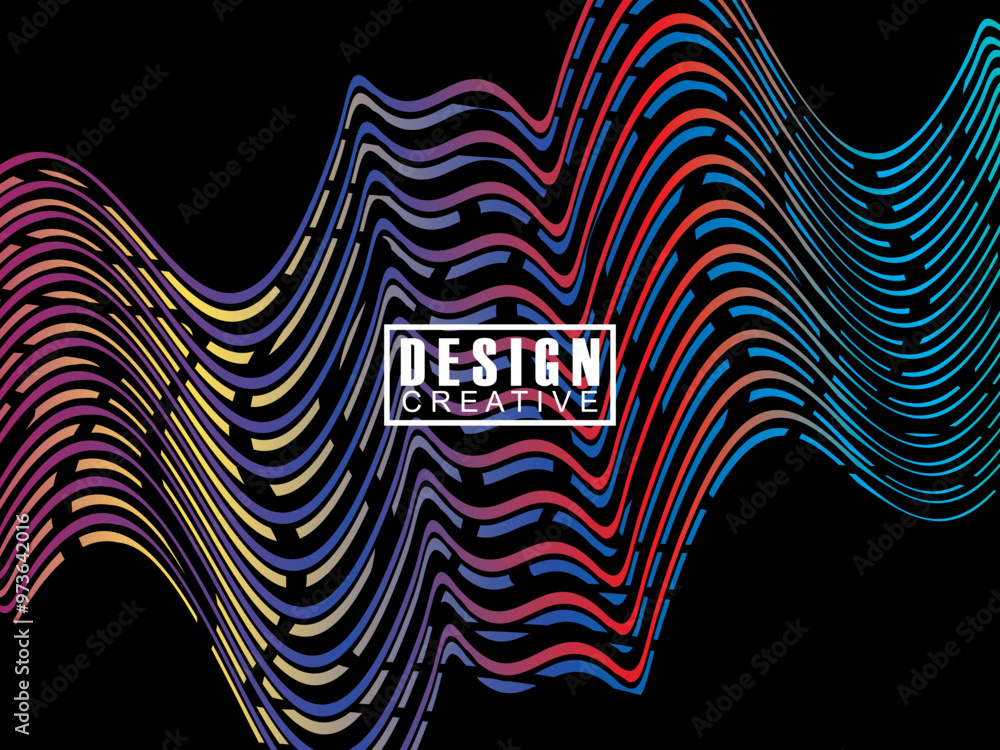 Fototapete background futuristic abstract technology shining rainbow light lines on black background modern wav