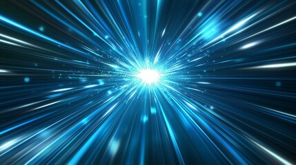 Obraz premium Blue light line glow network connection ray digital technology