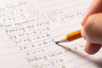 Algebra mathematic exercise test paper