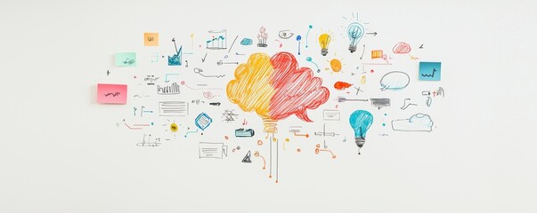 Creative Brainstorming: Vibrant Mind Map on Whiteboard