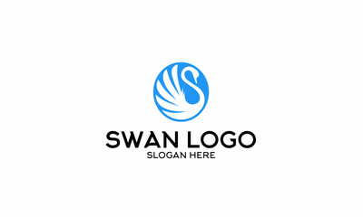 Swan logo. simple and elegant logo. goose icon on white background