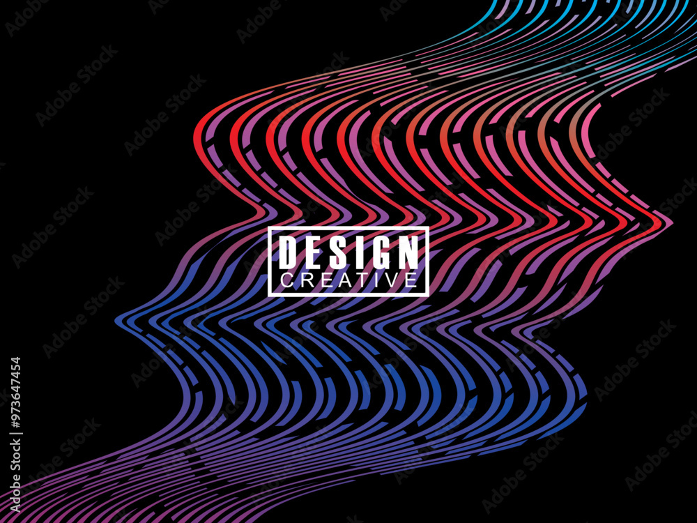 Fototapete background futuristic abstract technology shining rainbow light lines on black background modern wav