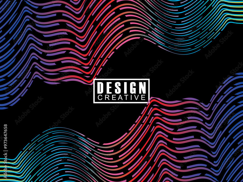 Fototapete background futuristic abstract technology shining rainbow light lines on black background modern wav