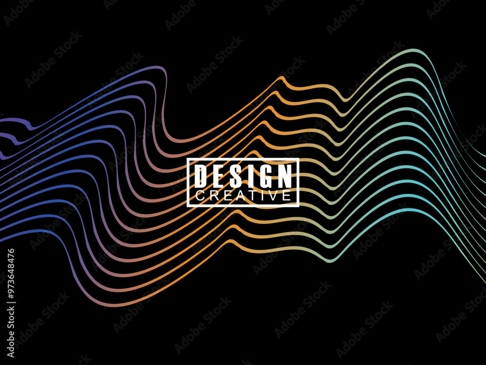 Fototapete background futuristic abstract technology shining rainbow light lines on black background modern wav