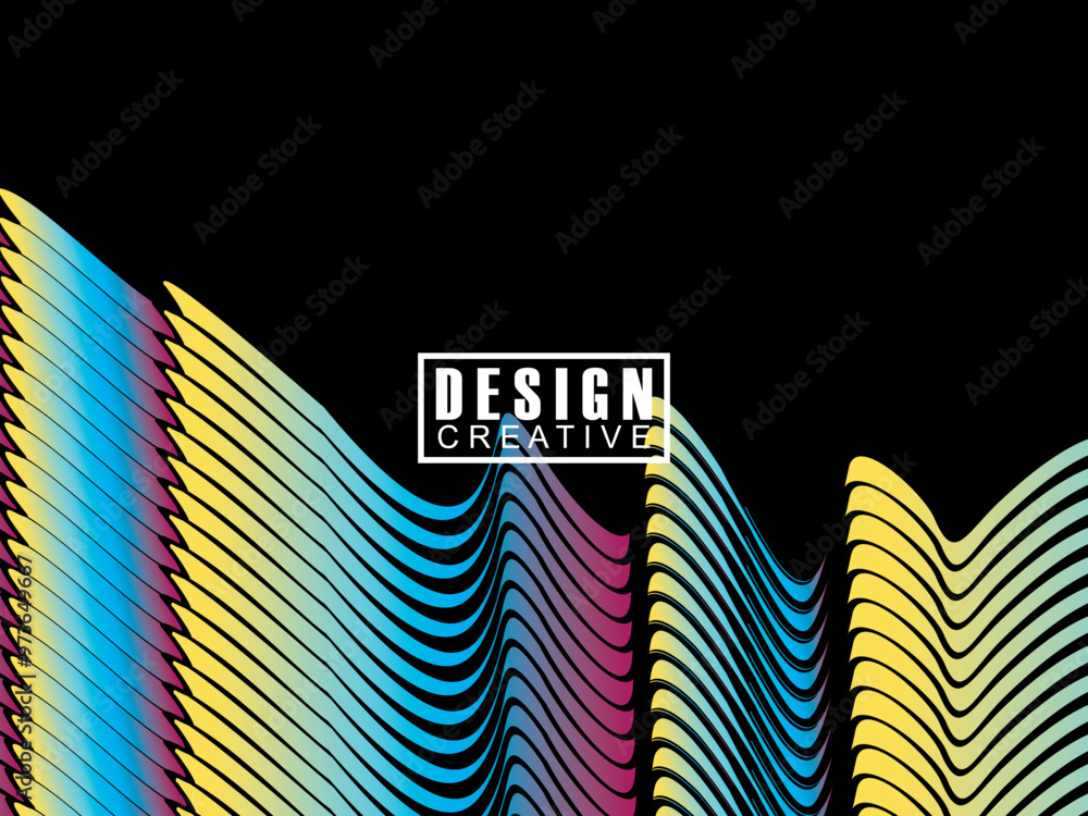 Fototapete background futuristic abstract technology shining rainbow light lines on black background modern wav