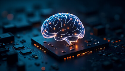 AI Digital Brain on Circuit Board Representing ai revolution -Ai illustration