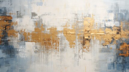 An abstract artwork featuring a blend of blue, white, and gold hues, creating a modern and elegant aesthetic.
