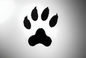 A black paw print silhouette on a white background