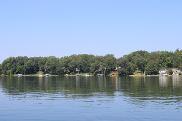 Long Lake in Three Rivers, Michigan with cottages on the shore