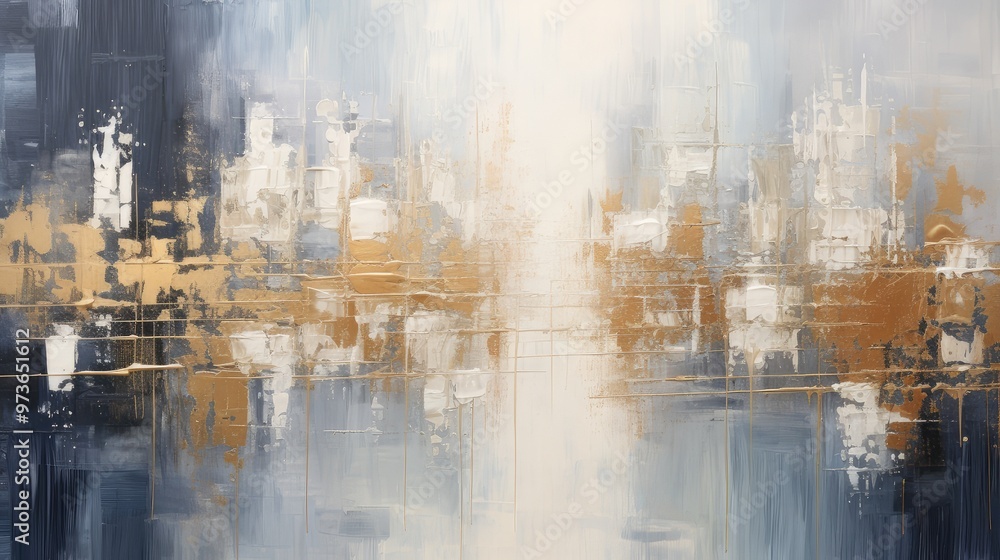 Aufkleber an abstract artwork featuring a blend of soft colors and textures, evoking a sense of calm and conte