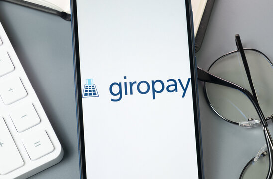 New York, USA - 30 August 2024: giropay Logo on Phone Screen, Company Icon on Display