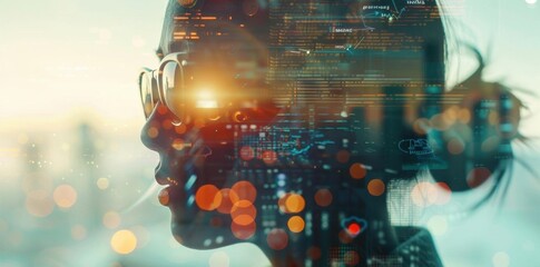 Futuristic Augmented Reality Experience. Technology Concept