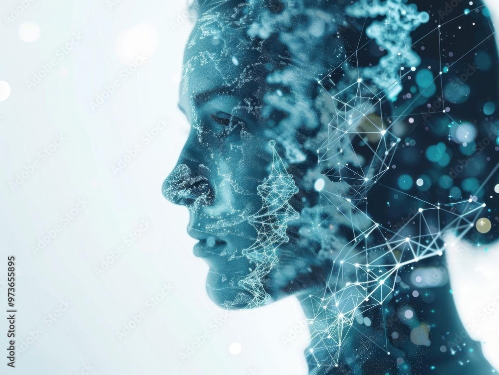 Poster exploring the future of bioinformatics. technology concept