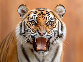 A fierce Bengal tiger roaring