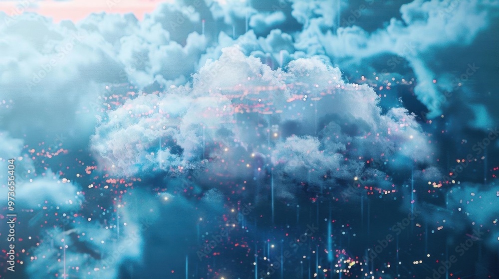 Poster embracing the cloud. a visual representation of advanced technology concepts