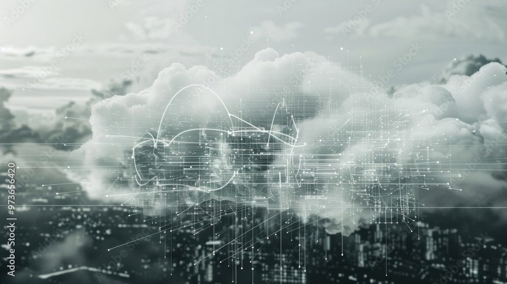 Poster the future in the clouds. cutting-edge cloud computing technology concept