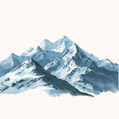 Mountain landscape. Snowy peaks and glaciers. Vector illustration.