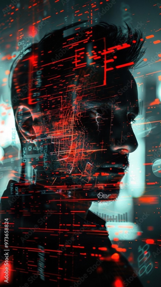Poster securing your data. abstract technology security concept