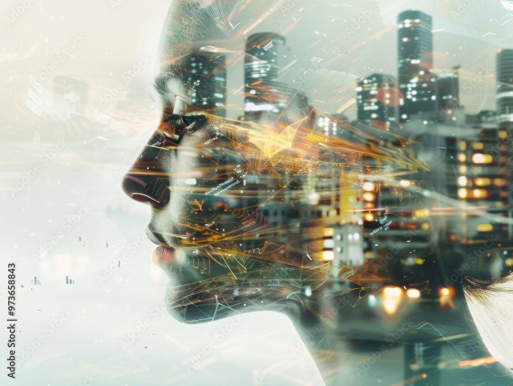 Poster digital data visualization. technology concept