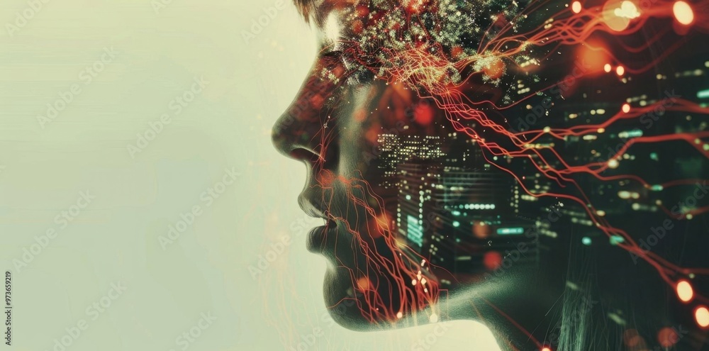 Poster evolving intelligence. deep learning technology concept