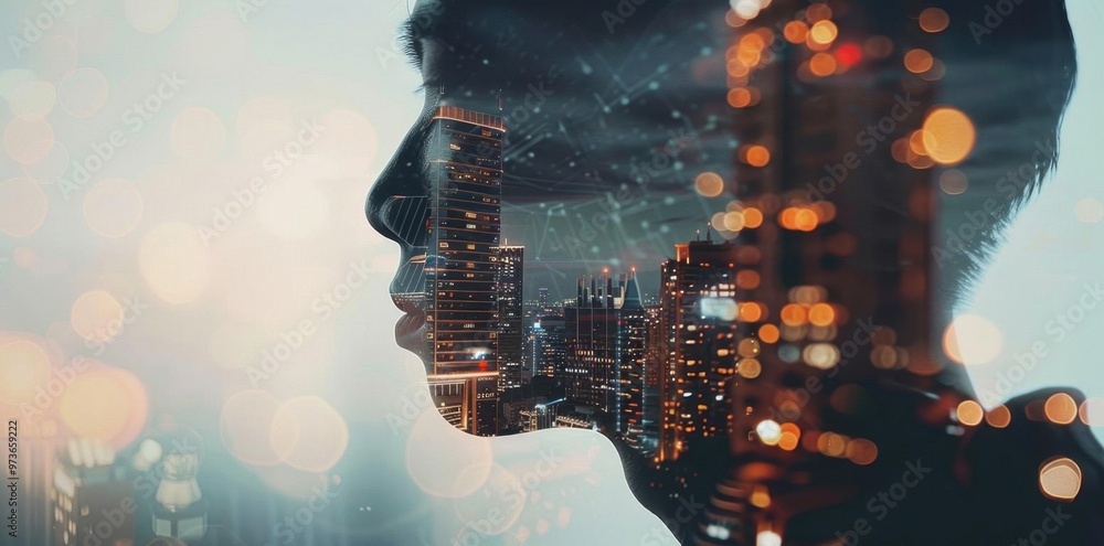 Poster futuristic neural network connections. deep learning technology concept