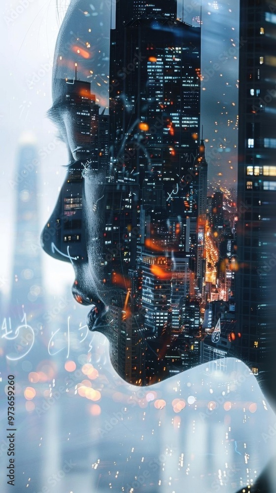 Poster advancing artificial intelligence. deep learning technology concept